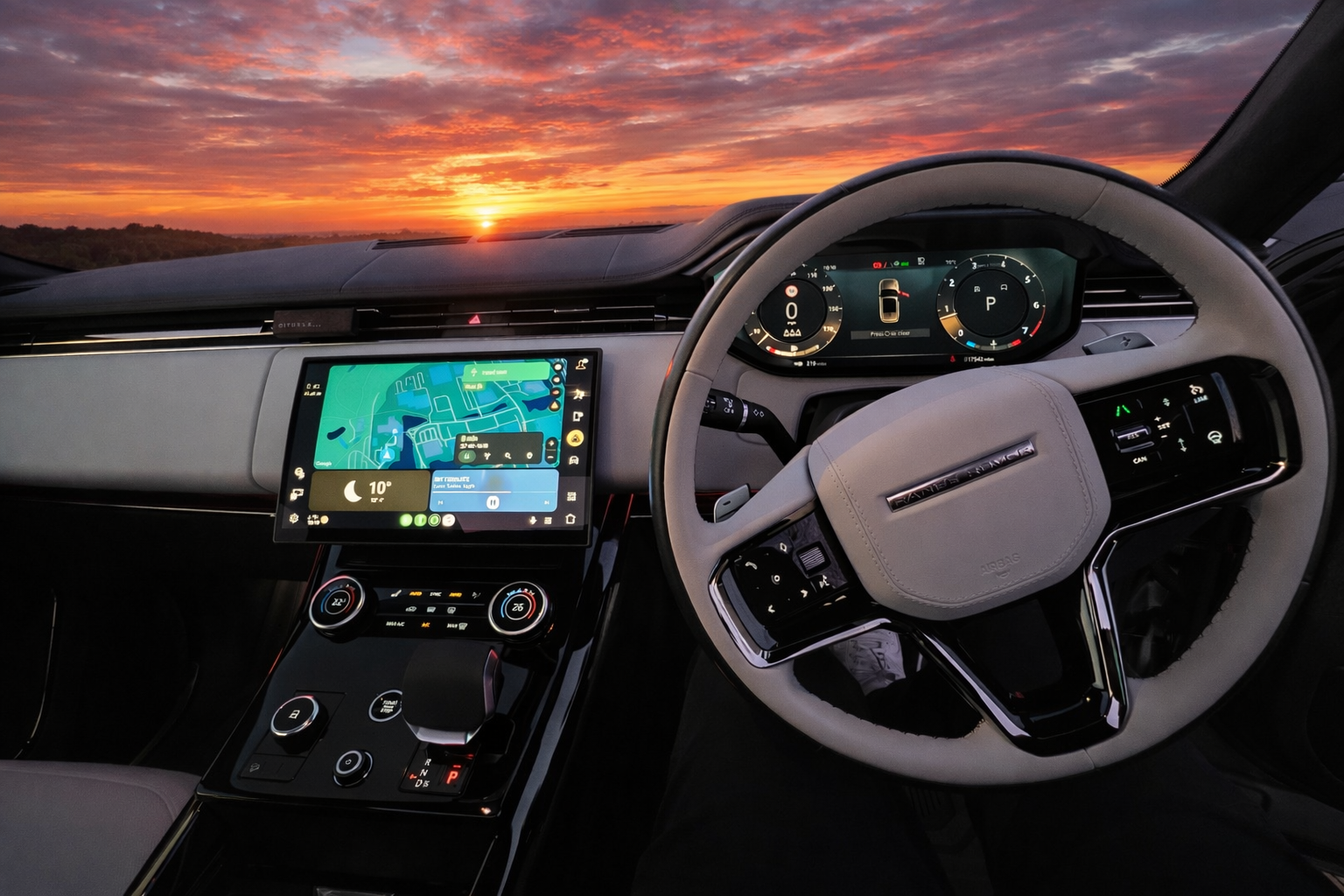 Range Rover Sport Cockpit at sunset